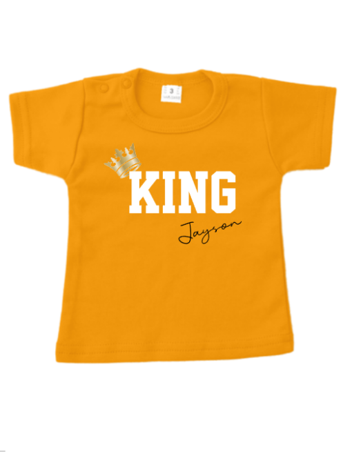 Koningsdag Oranje T-shirt | King of Queen met naam - Afbeelding 2
