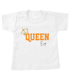 Koningsdag Wit T-Shirt | King of Queen met naam