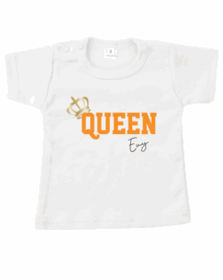 Koningsdag Wit T-Shirt | King of Queen met naam