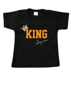 Koningsdag Zwart T-shirt | King of Queen met naam