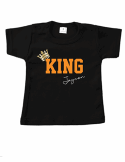 Koningsdag Zwart T-shirt | King of Queen met naam
